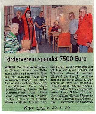 Förderverein spendet 7500 Euro an Senioren